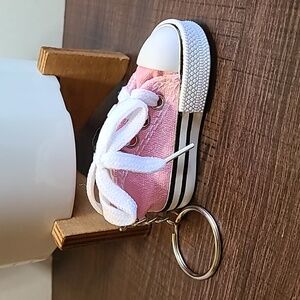 Pink Canvas Sneaker Keychain Cute Mini‎ Shoe Keyring Bag Charm Accessory